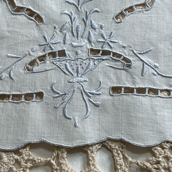 Vintage Set of 3 Piece Set of The Prettiest Doily & 2 Battenburg Runners - Picture 2 of 16